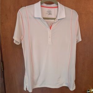 Women’s white golf shirt pink accents size M